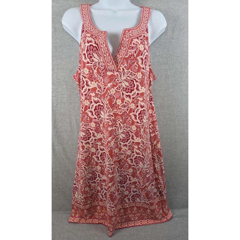 Magnolia Grace Alhambra Knit Split Neck Dress L Travel Retro Boho Chic Festival